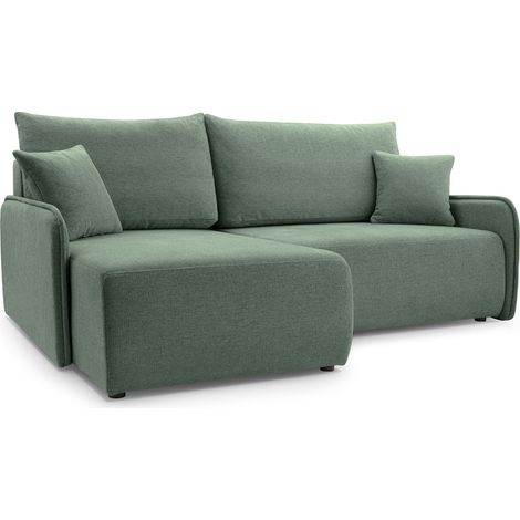 Selsey Netarro - Ecksofa mit Schlaffunktion, Bettkasten und Chenille-Bezug, salbeigrün, links (1/5)