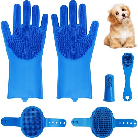 Gant de toilettage pour animaux de compagnie - Brosse à dents en silicone - Effet massant