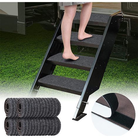 Couverture de marche , MORryde couverture de marche d'escalier couverture de marche de camping-car bricolage couverture de marche de RV (4 pièces),19.57.5inch / 49.519cm (1/5)