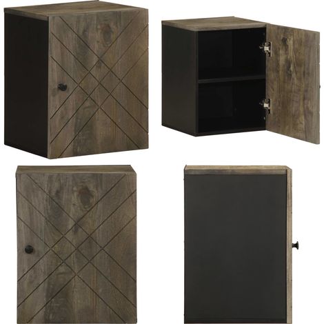 vidaXL Armoire de salle de bain murale 38x33x48cm bois massif manguier (1/5)
