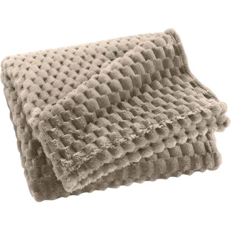 Plaid Flanelle en Relief "Mini Frosty" 125x150cm Taupe (1/4)