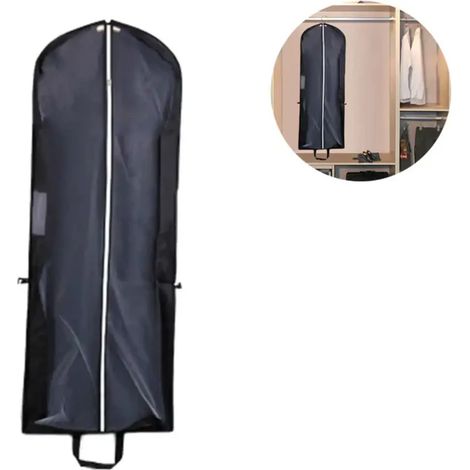 Garment Bag for Long Wedding Dresses Cover Protector Bags Foldable Black (1/5)