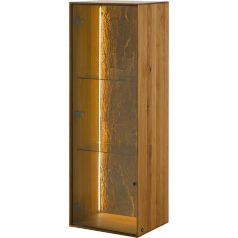 Vetrina pensile in legno di quercia selvatica 46x38x132 oliato naturale LINDAU 13