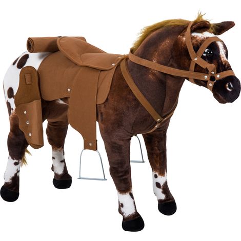 Cheval à bascule pour enfants de plus de 2 ans avec selle et sons réalistes, 85 x 28 x 60 cm, marron (1/5)