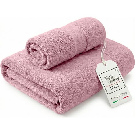 Coppia Asciugamani Viso e Ospite Incenso Rosa - Spugna 100% Cotone 450 g/m² Made in Italy (1/5)