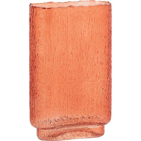 Vase rectangle en verre orange relief - orange (1/3)