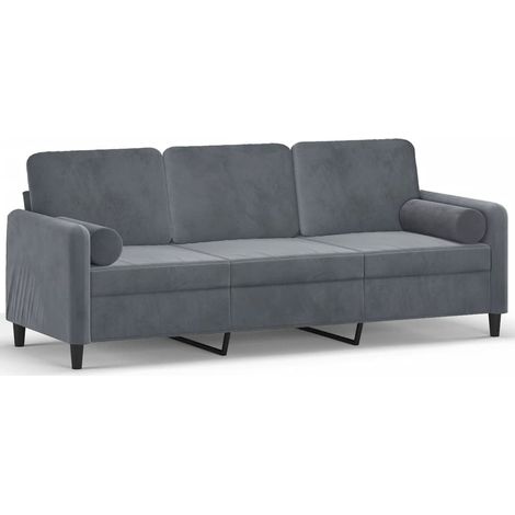 Maison Exclusive - Divano a 3 Posti con Cuscini Grigio Scuro 180 cm in Velluto