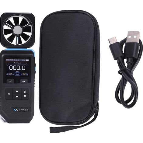 Anémomètre numérique portatif avec ventilateur, compteur professionnel de vitesse du vent et de température, écran couleur de 2.0 pouces (1/5)