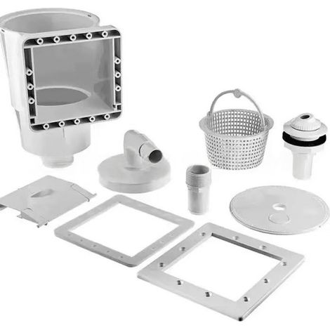 Kit Écumeur de Surface et Buse d'entrée pour Piscine – Skimmer intégré – avec Grand Panier pour Aspiration et Récupération des saletés