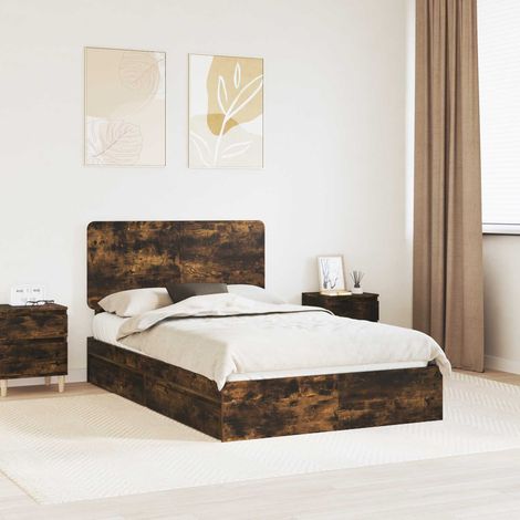 Aufbewahrungsbett Geräucherte Eiche 135 x 190 cm Holzwerkstoff