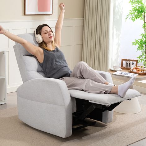 Fauteuil inclinable réglable avec repose-pieds, gris clair, fauteuil moderne rembourré (1/4)