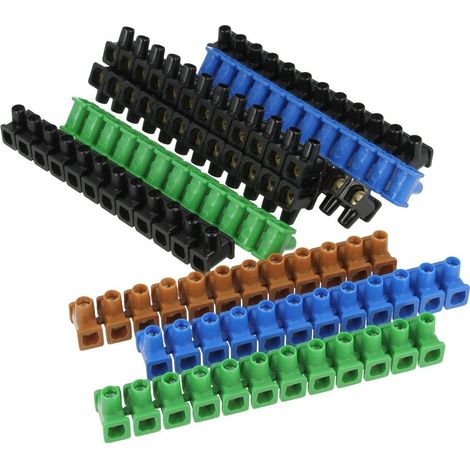 Werit Borne de dérivation 12 pôles mélangé VDE diamètre 4 mm² vis de serrage en laiton