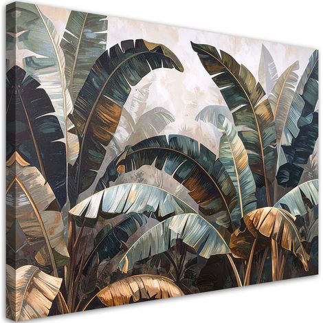 Tabelau sur Toile, Feuilles tropicales de bananier nature plantes,30x20 (1/4)