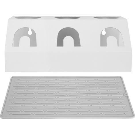 Support Pour Bouteilles - Aluminium - 3 Emplacements - Avec Tapis de Drainage en Silicone - Pour SodaStream et Autres Bouteilles Standard (1/5)