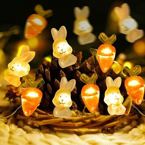 Décorations de Pâques : Guirlande lumineuse LED Lapin de Pâques, 30 LED, 3 mètres, à piles (240687) (1/5)