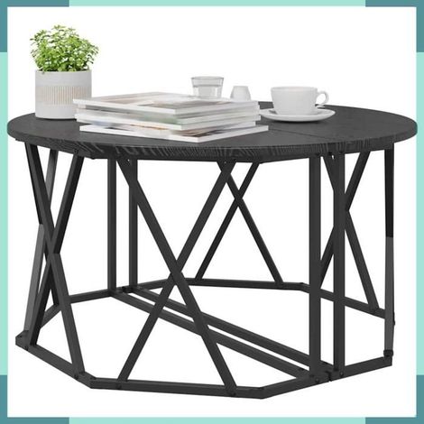 Table basse - 868249 - Chêne noir - 80 x 80 x 42 cm - Bois d'ingénierie & acier (1/5)