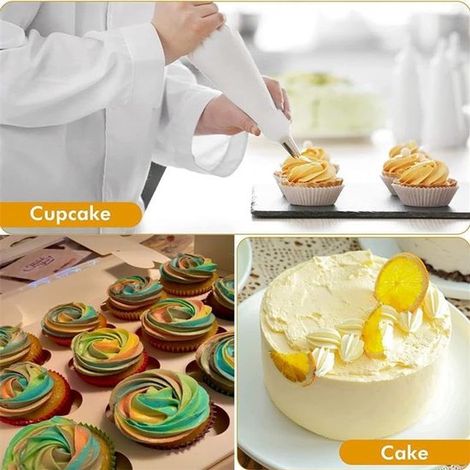 Poches à douille avec embouts - Kit de 21 pièces - 14 embouts en acier inoxydable - 2 poches à douille réutilisables - Idéal pour la pâtisserie et la décoration - Réutilisable - Bleu (1/5)