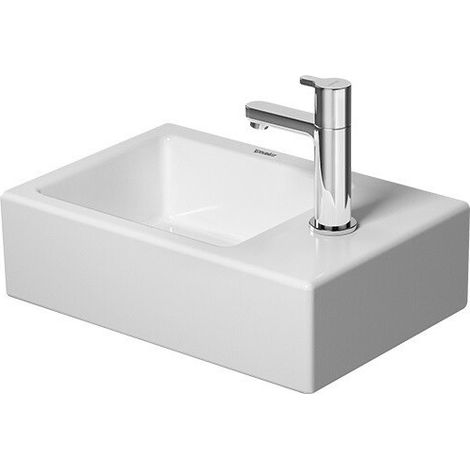 Meuble lave-mains VERO AIR 380x250mm sans trop pleinavec plage de robinettrie 1 trou de robinetterie blanc