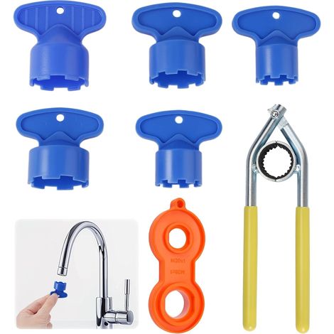 7 Pièces Clé Aérateur, M16-M28, Plastique et Métal, pour Évier Cuisine et Salle de Bain