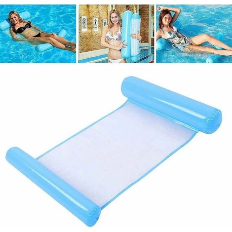 Inflatable Water Hammock, Floating Recliner Sofa Bed, Inflatable Pool Bed 4-in-1 Multi-Purpose Foldable Floating Bed Portable Ultralight Float Hammock for Beach (Blue) (1/5)