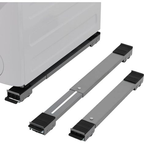 Roulettes robustes pour lave-linge et meubles – 2 pièces grises, support extensible en acier renforcé, charge max 120 kg (1/5)