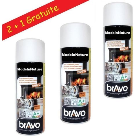 Madeinnature – Lot de 3 bombes de peinture aérosol haute température 400 ml – Résistance jusqu'à 600 °C – Pour radiateurs et objets métalliques (1/4)