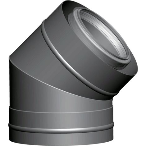 Wolf Curva gas di scarico DN80/125 concentrica 2 pezzi, 45 gradi, in acciaio inox/PP, 2651661