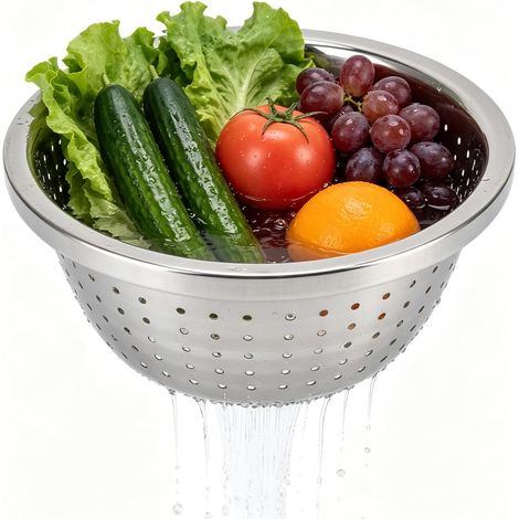 Passoire Microporeuse en Acier Inoxydable, Panier de Lavage de Légumes, Passoire de Cuisine en Acier Inoxydable 304, égouttoir de Bol en Métal pour Laver les Légumes, les Fruits Et le Riz(18cm) (1/5)