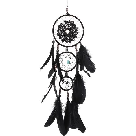 Attrape-rêves en plumes noires élégantes, décoration murale pour la maison, un mariage ou une fête. Cadeau idéal. (1/4)
