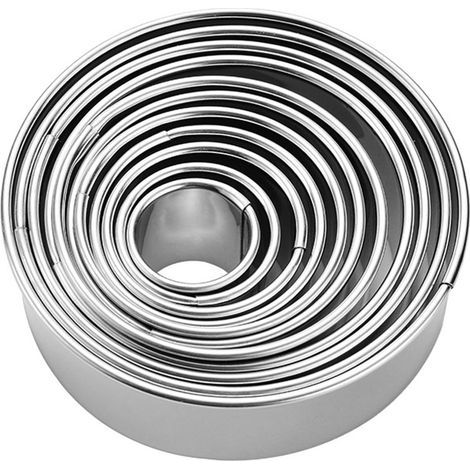 Emporte-Pièces Ronds en Anneau, Lot de 11 Pièces - Formes Circulaires Multi-Tailles pour Pâtisserie et Biscuits (1/5)