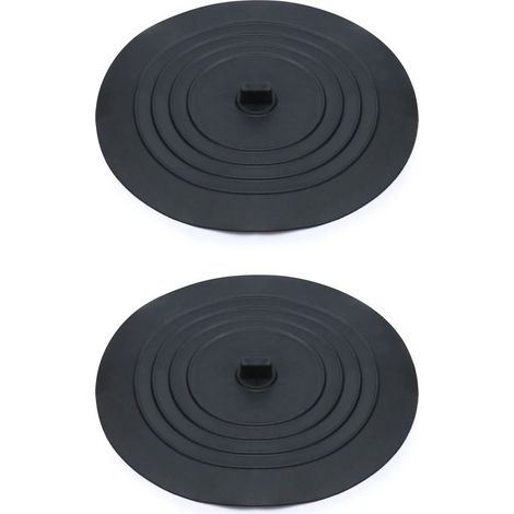 Juego de 2 tapones de silicona para desagüe, fregadero, bañera, 15 cm, para fregadero de cocina, bañera, color negro. (1/5)