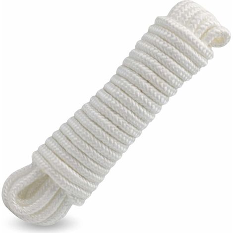Corde en polypropylène tressé, matériau nylon tressé, corde pour auvents, stores, serres, drapeaux, bricolage, nautique, pêche et amarrage, dimensions : Ø 4 mm x 10 mètres (1/5)