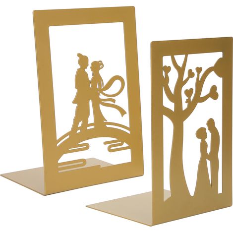 Serre-livres en métal, serre-livres doré « amour », serre-livres en contreplaqué épais, support à fleurs + rendez-vous sur le pont (1/5)