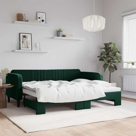 Sofá cama nido terciopelo verde oscuro 90x200 cm