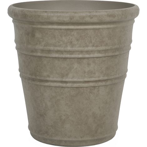 Maceta de mezcla de piedra tiesto de jardín interior exterior 46 x 47 cm gris pardo Agistri (1/5)