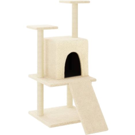 Tiragraffi per gatti Mobili per arrampicata su torre Tiragraffi piattaforma da arrampicata con tiragraffi in sisal 110 cm crema 020022457