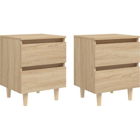 vidaXL Bed Cabinets & Solid Pinewood Legs 2 pcs Sonoma Oak 40x35x50 cm