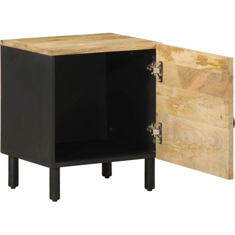 Maison Exclusive - Comodino Nero 40x33,5x46 cm in Legno Massello di Mango Grezzo (1/5)