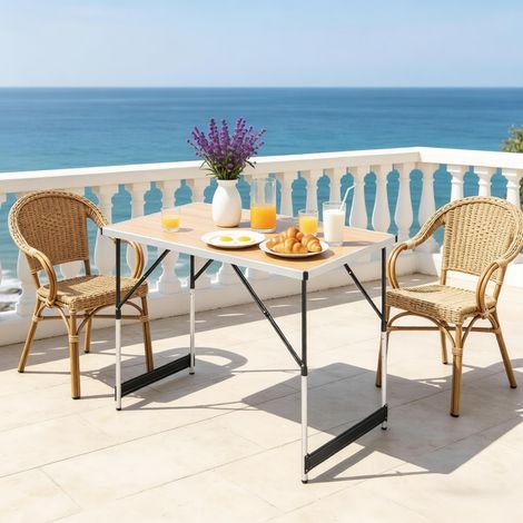 Table de jardin pliable – Hauteur réglable – 100 × 60 cm – charge 30 kg – Structure métallique stable –Surface lisse facile à nettoyer – pour balcon terrasse pique-nique voyage (1/5)