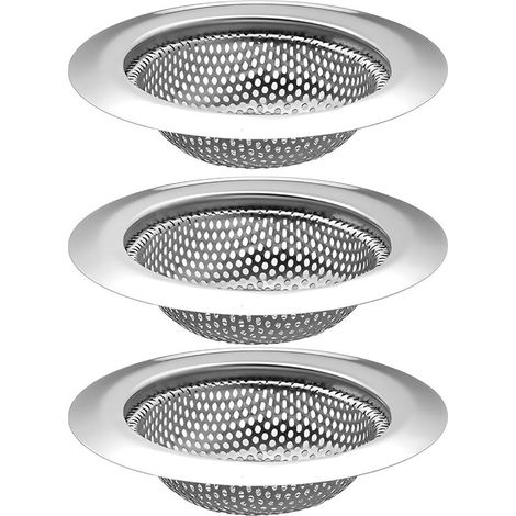 Set mit 3 Edelstahl-Abflusssieben für Waschbecken und Dusche – Haar- und Schmutzfänger (1/5)