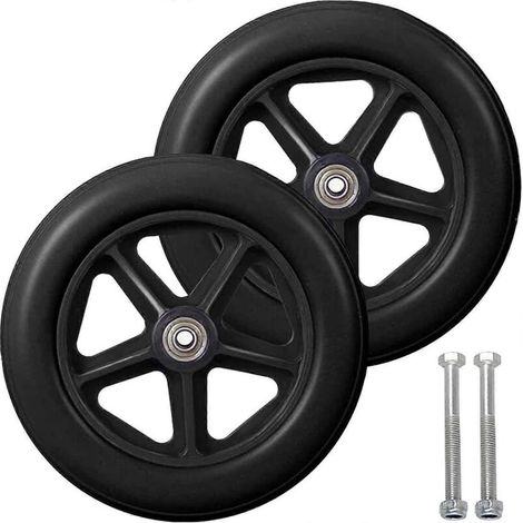 Ruedas delanteras para silla de ruedas de 8 pulgadas (203 mm) – 2 unidades, neumáticos macizos antideslizantes grises sobre negro, 190 mm de diámetro