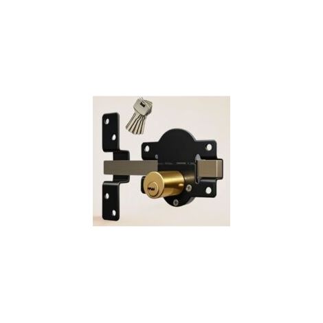 Langstrecken-Torschloss 70 mm, doppelt verriegelnd, Edelstahl, für Holztore, 5 Schlüssel - Crezuo