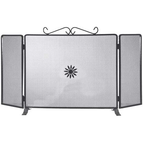 Pantalla antichispas con puertas laterales para chimenea/estufa de hierro forjado 90x50 cm (1/2)