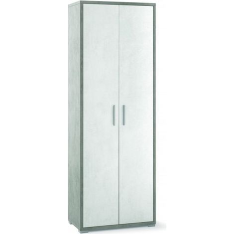 Hoher Mehrzweckschrank mit zwei Türen Weißer Zement 71x41x H199 cm