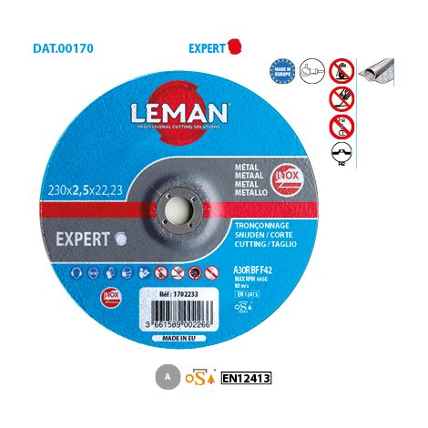 Boite de 25 disques à tronçonner déporté métal Inox Expert ø 125 Alésage 22,23 Ep. 2,5mm (1/2)