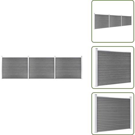 Valla WPC - vidaXL Set de panel de valla WPC gris 526x146 cm - Valla gris
