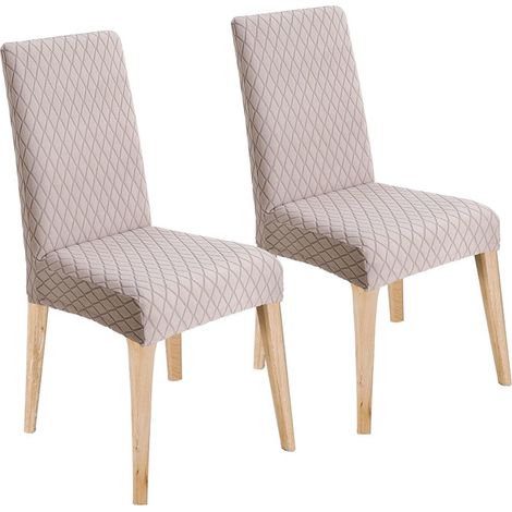 Housses de chaise extensibles Taupe lot de 2 pour salle à manger cuisine hôtel (1/5)