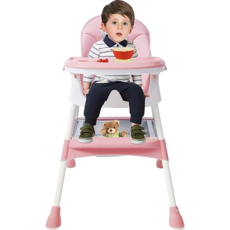 Trona para bebé, altura regulable, cojín cómodo, color rosa. (1/2)