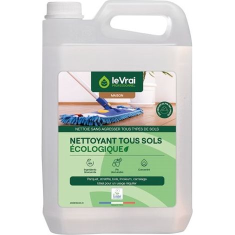 Nettoyant tous sols écologique 5L – Formule biotechnologique 91% biosourcés – Senteur pin des Landes – Pour parquets et carrelages – Le Vrai Professionnel