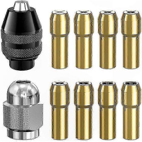 Schnellspannfutter ohne Werkzeug, Spannzangensatz für Rotationswerkzeuge, 0,8 mm bis 3,2 mm, Ersatzbits mit Mutternadapter, vielseitig einsetzbar (1/5)